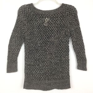 3/$20 Kenar Black Brown Net Exposed Zip Top Sz S